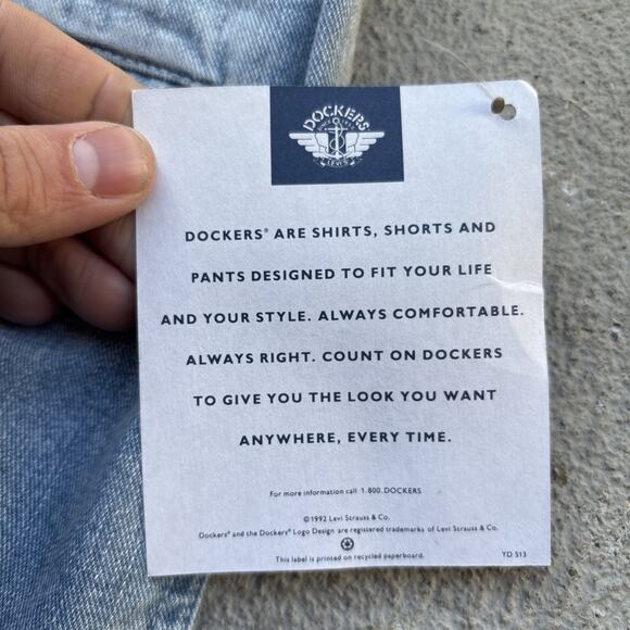 Deadstock 90s Dockers Jeans Mens 28x30 Pleated Denim Levis Cargo Tapered Vintage - Picture 10 of 13